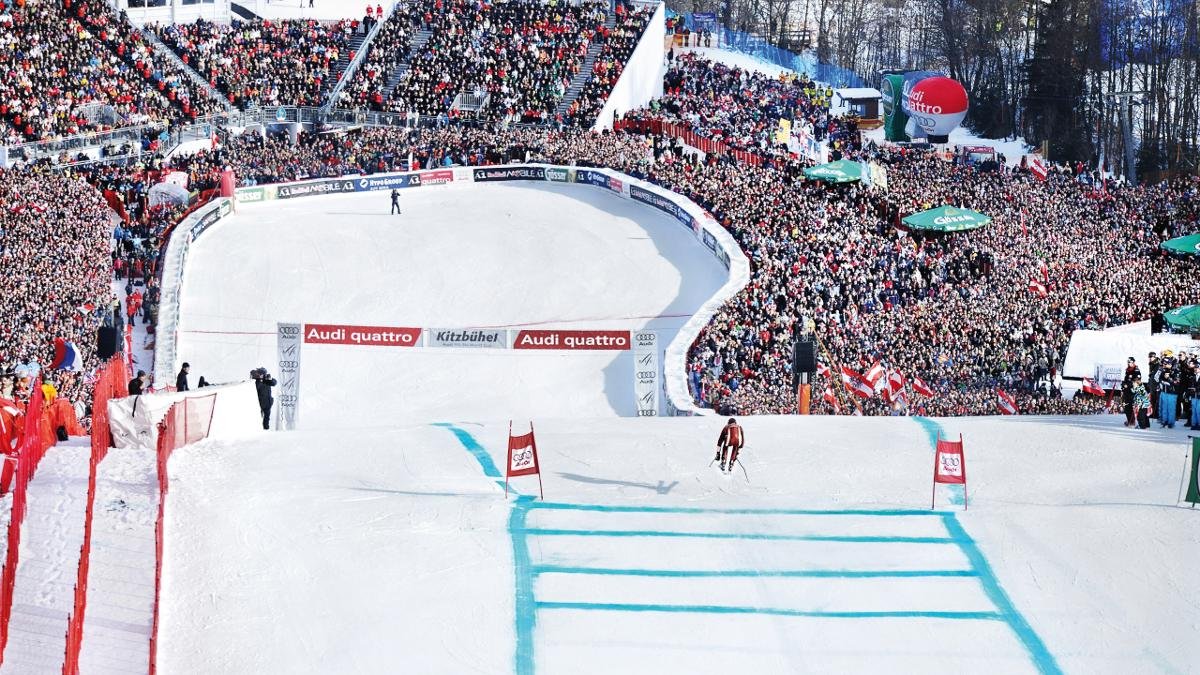 The annual Hahnenkamm race has been held for more than 75 years and has made the Streif one of the most famous and feared downhill runs in the world. Each January the world’s best skiers gather in Kitzbühel to take on the ultimate challenge in front of tens of thousands of fans., © medialounge