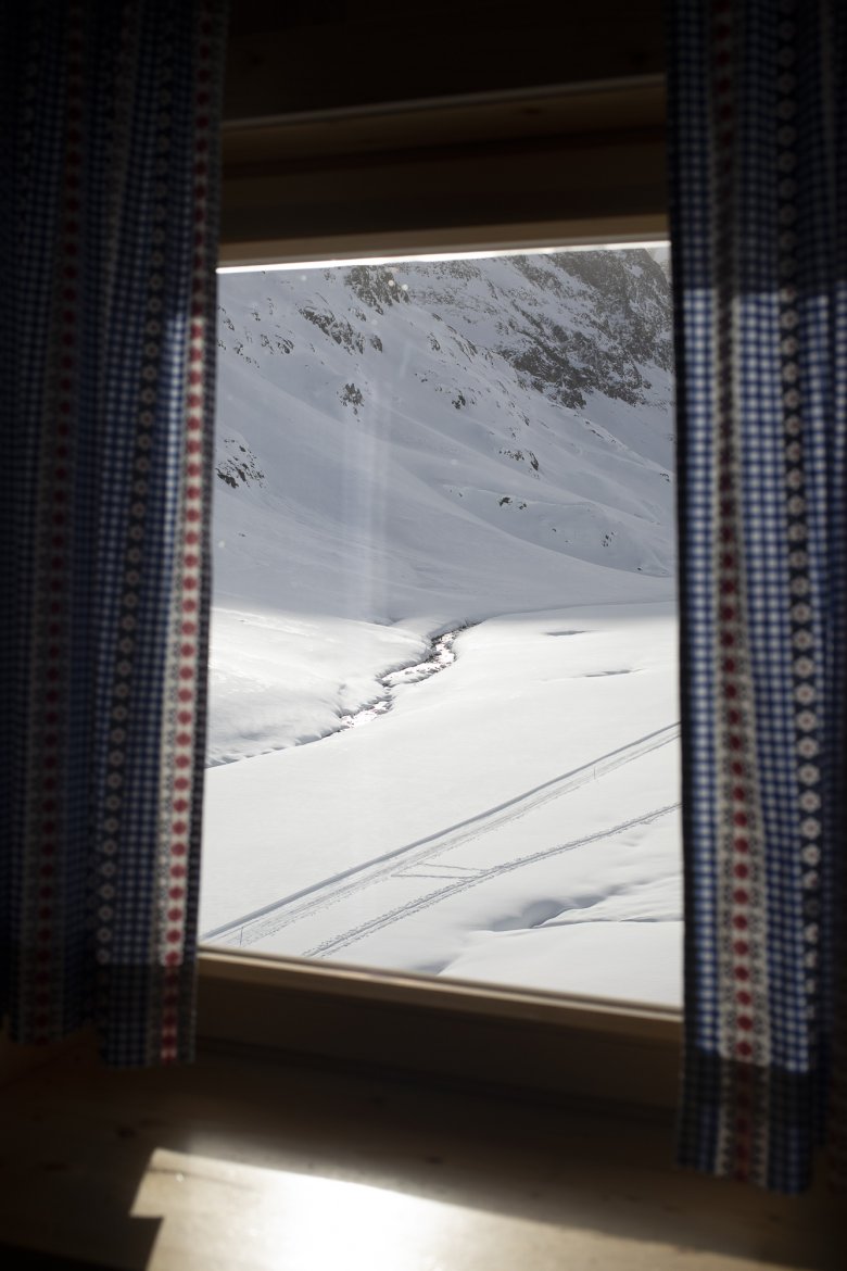 The most beautiful room in the Stubai Alps? Maybe. Serfain certainly says it is the most beautiful room he has at the hut.
