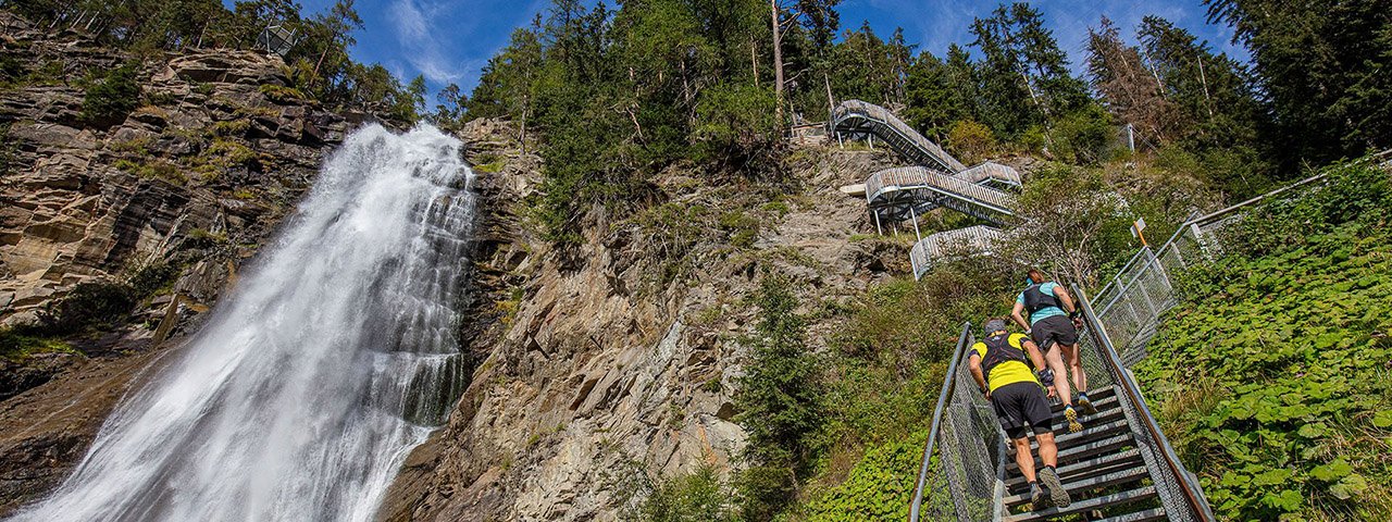 The name says it all — the Stuiben Trail Run takes runners past the rushing waters of Stuibenfall Waterfall, © Ötztal Tourismus