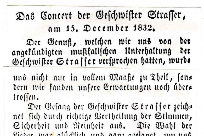Excerpt from the ‘Leipziger Tagblatt’, December 15, 1832, Photo Credit: Tiroler Landesmuseum Bibliothek Ferdinandeum, © Tiroler Landesmuseum Bibliothek Ferdinandeum