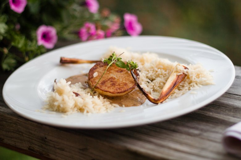 Biohotel Grafenast excellently tows the line between healthy food, free of anything animal, and comfort food: If you really want to indulge, go for the vegan radish schnitzel. Photo Credit: Biohotel Grafenast