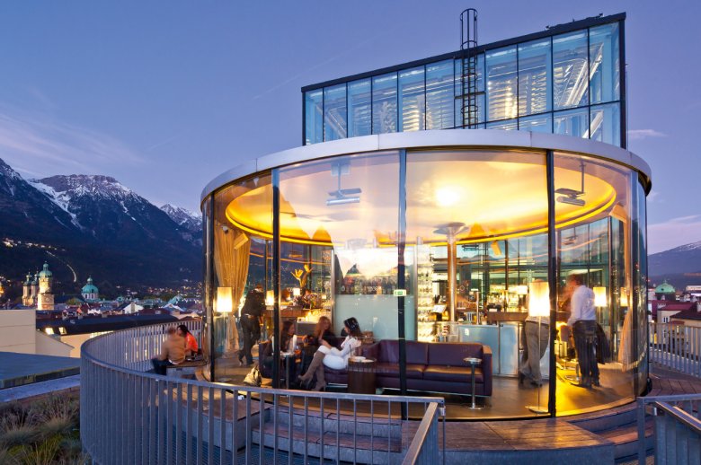The 360 Grad rooftop bar on top of Innsbruck Town Hall.