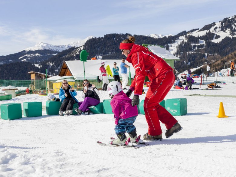 Skiing with kids at the Learn-To-Ski Zone at Serfaus, Tyrol