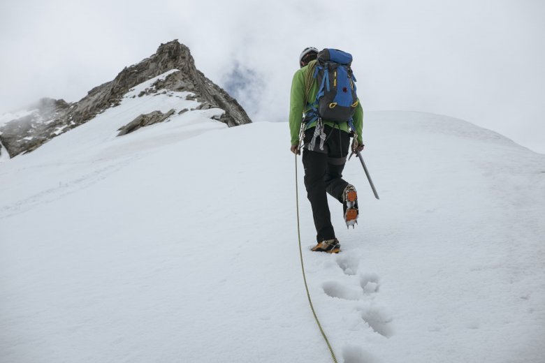 Bernhard nears the summit ridge. &ldquo;A few days ago I had to cancel a hike to the top of the Olperer because of the risk of avalanches,&rdquo; says Bernhard.