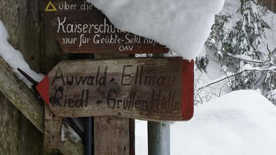 Wegweiser Auwald_Schnee, © Andrea Vierthaler