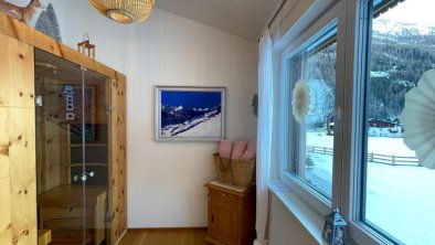 Infrared cabin with winter decoration