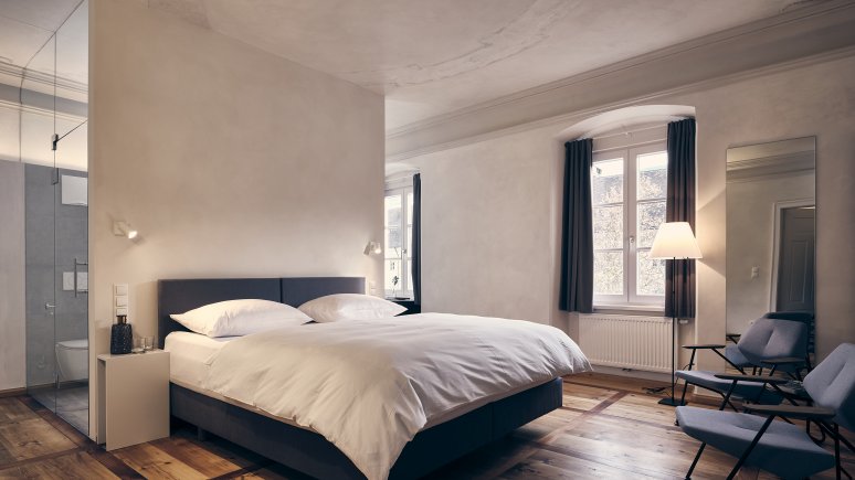 Bedroom at the Kontor hotel, © Klaus Maislinger