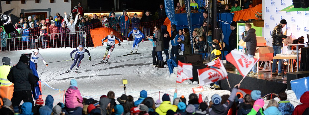 Any skier, literally has the chance to test her/his prowess against elite skiers on the streets of this quaint village: The Galtür Nordic Night Race, © TVB Paznaun-Ischgl