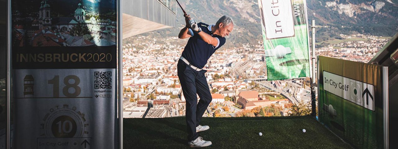The 2024 In City Golf event brings an 18-hole course to the heart of Innsbruck’s iconic old town district, © Curtes Sportevents Marketing