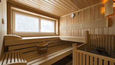 Sauna/Blick auf Rendl-Haus Bergkristall