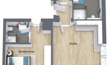 Grundriss Appartement Wetterstein 2 SZ - 3D Floor