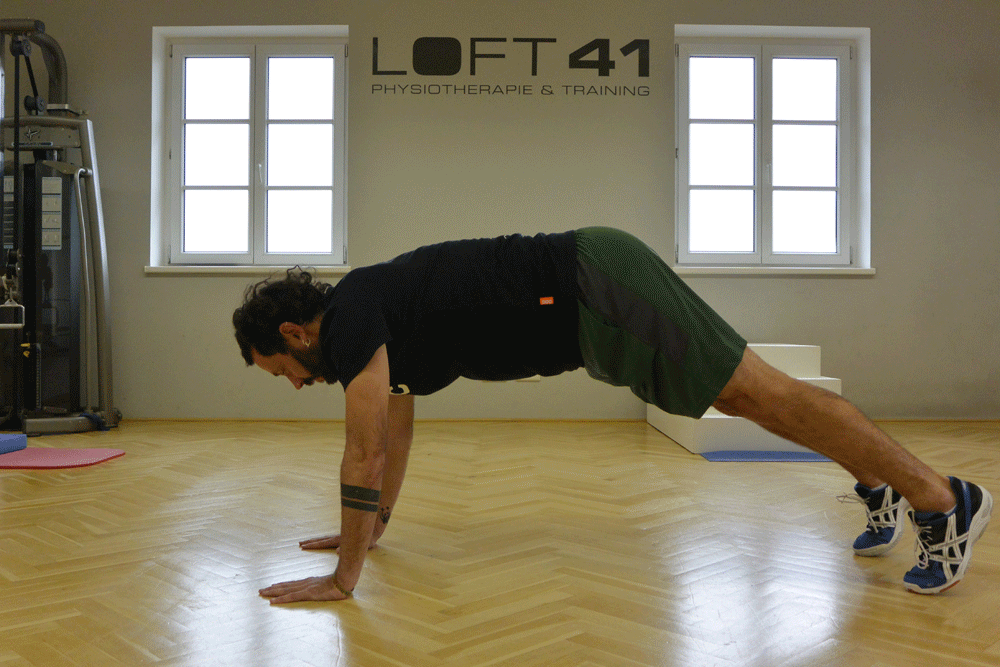 Caterpillar: Start in a push-up position – keep the legs straight and bend your body at the waist as you walk the feet to the hands, creating a “v” with the body. Walk your hands back out until you are back in the initial push-up position (remember to keep the legs straight!). Repeat for a total of 8 caterpillars.
