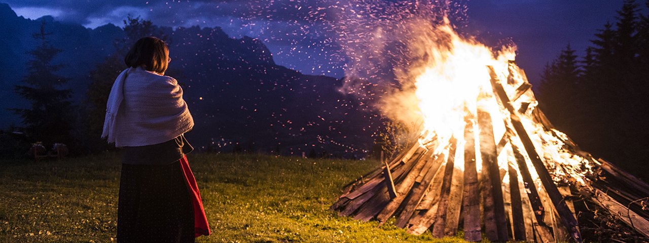 Summer Solstice is welcomed with bonfires that are lit atop Hartkaiser Mountain, © Daniel Reiter / Peter v. Felbert