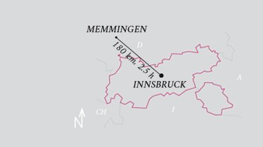 Distance Innsbruck Airport - Memmingen Airport, © Tirol Werbung