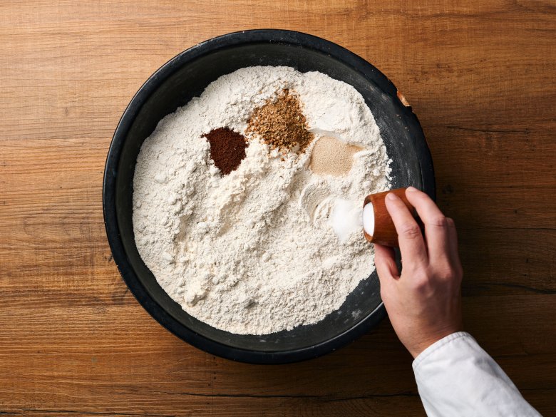 Step 2: Mix all the dry ingredients together in a bowl.